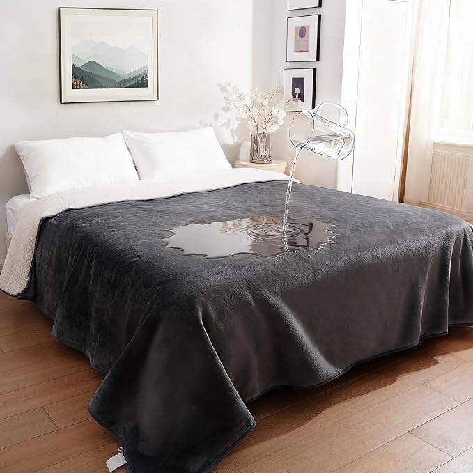 Sunheir Waterproof Blanket for Bed & Couch, Reversible Soft Sherpa Fleece by SUNHEIR