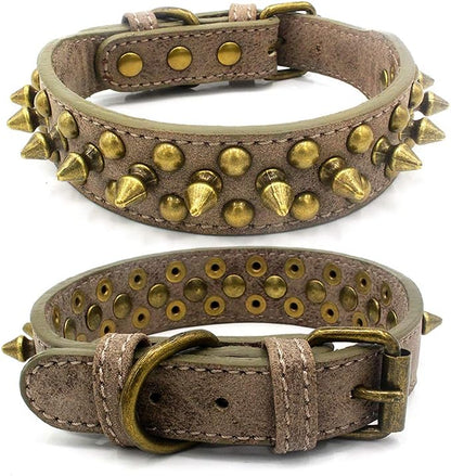 Spiked Dog Collar Soft Pu Leather Mushrooms Rivet Spike Studded Puppy by Unknown