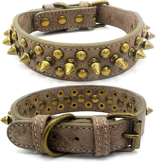 Spiked Dog Collar Soft Pu Leather Mushrooms Rivet Spike Studded Puppy by Unknown