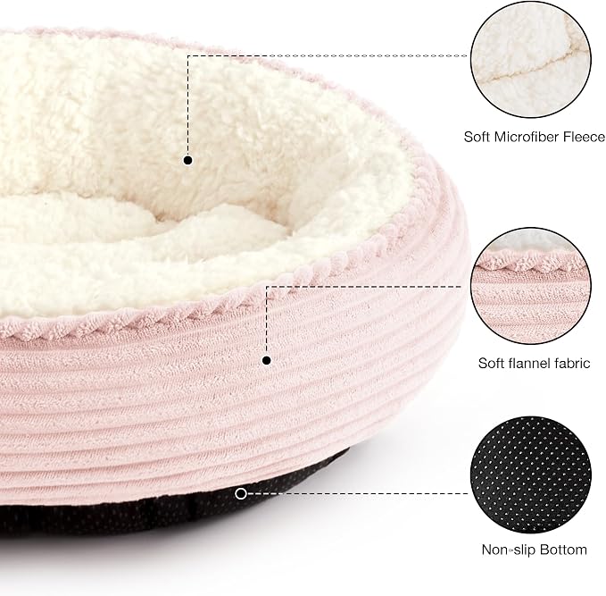 Love's cabin Round Donut Cat and Dog Cushion Bed, 20in Pet Bed - Image 3