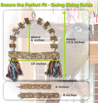 Bird Perch Swing, Large Natural Wood Parrot Toys, Bird Cage Accessories - Image 3