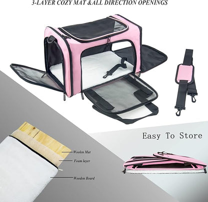 Soft Sided Carrier for Small Medium Cats Dogs, Removable Pad Collapsible Travel - Image 5