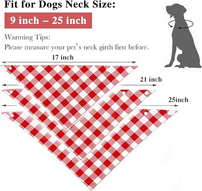Christmas Plaid Bandana with Button, Fall Dual Layer Soft Cotton Triangle Dog - Image 3