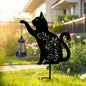 Bshine Cat Solar Light Outdoor Garden Decoration, Waterproof Metal Stake Black by Bshine