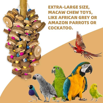 Extra Large Bird Parrot Toys- 19.7 inch Multicolored Natural Wooden Block - Image 2