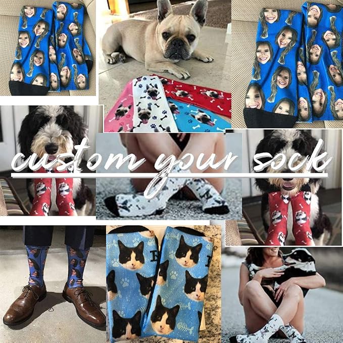 Custom Face Socks, Personalized Dog Lover Pet Photo Picture on Socks Unisex - Image 7