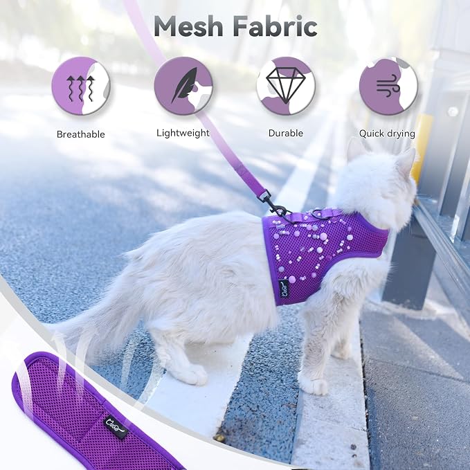 Cat Harness and Leash for Walking Escape Proof Breathable Mesh Fabric, - Image 4