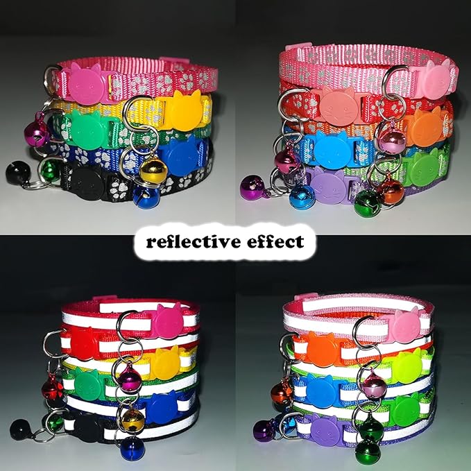 FluorescentCat Collar with Bells, Hot Pink Break Away Kitten Collar with Bells - Image 4