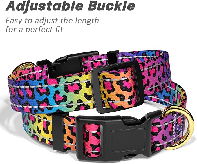 Reflective Dog Collar for Medium Dogs, Cute Leopard Style Adjustable Heavy-Duty - Image 6