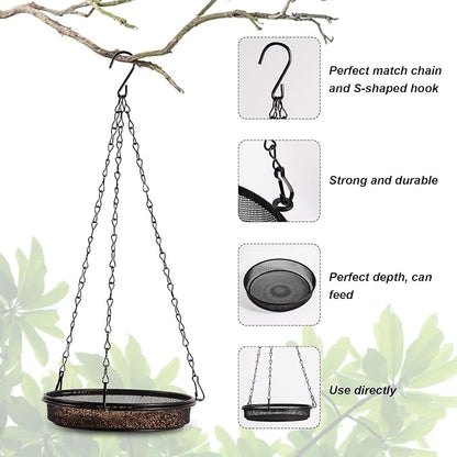 Hanging Bird Feeder & Tray&Metal Mesh Platform & Feeder Hanging - Image 2