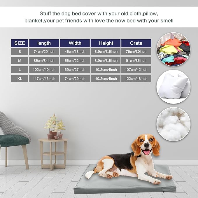 Waterproof Dog Bed Cover, Washable Removable Pet Dog Crate Pad Replacement Cover - Image 2
