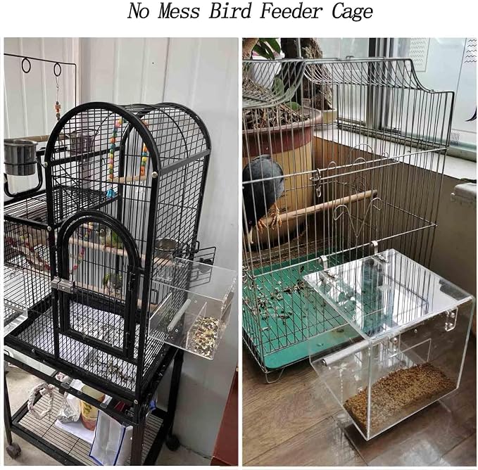 No Mess Bird Feeder for Cage, Automatic Acrylic No Mess Bird Feeder Cage for - Image 6
