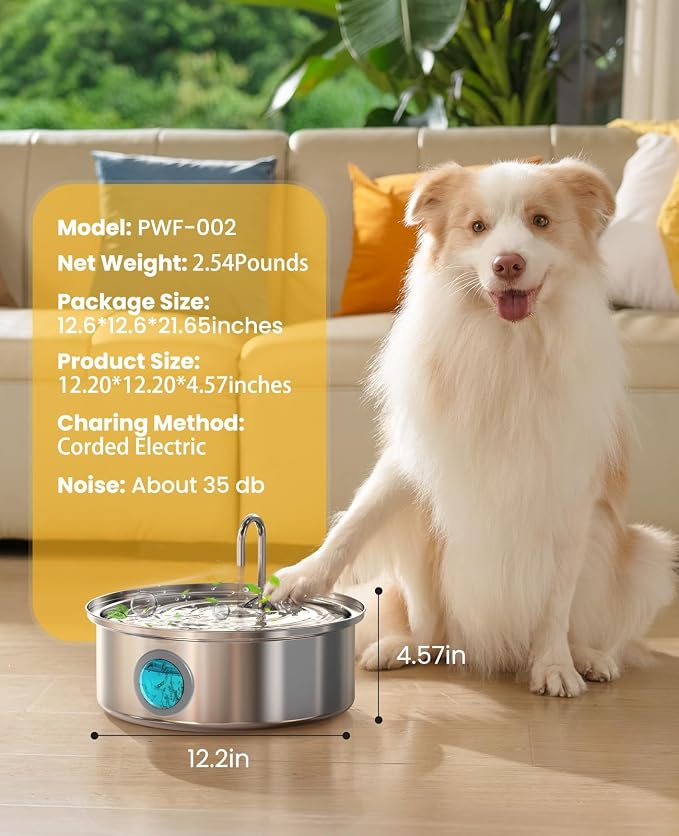 oneisall Dog Water Fountain, 7L/230oz/1.8G Quiet Dog Fountain Water Bowl - Image 9