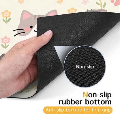 Cat Feedings Mats 20x12 inch Beige Cat Print Pet Bowl Placemat Non Slip Mat - Image 7