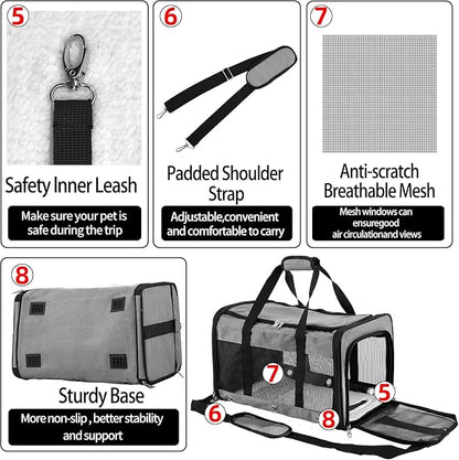 Soft Sided Cat/Dog Carrier, Collapsible Pets Travel Carriers - Image 5