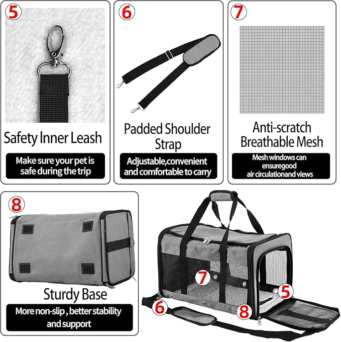Soft Sided Cat/Dog Carrier，Collapsible Mesh Pets Travel Carriers - Image 5