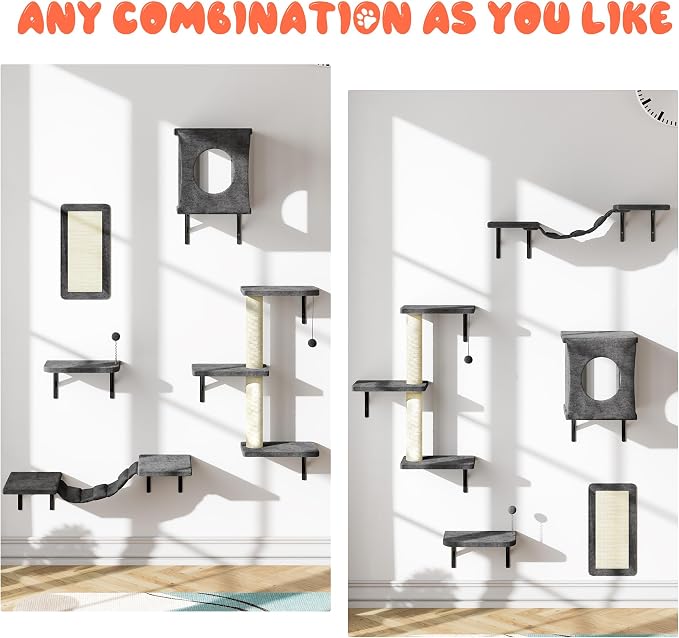 NUNU LAB Cat Wall Shelves Set, Bridge Ladder, Scratching Post, Indoor Cat - Image 2