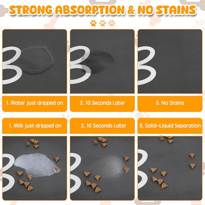 Dog Food Mat, Non Skid Cat Bowl Mat, No Stains Quick Dry - Image 3