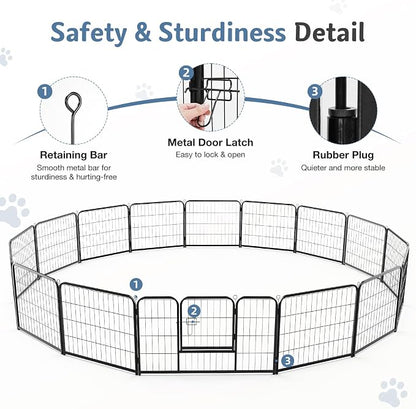 DUMOS Dog Playpen Indoor, Metal 32 Inch 16 Panels Foldable Pet Fence - Image 7