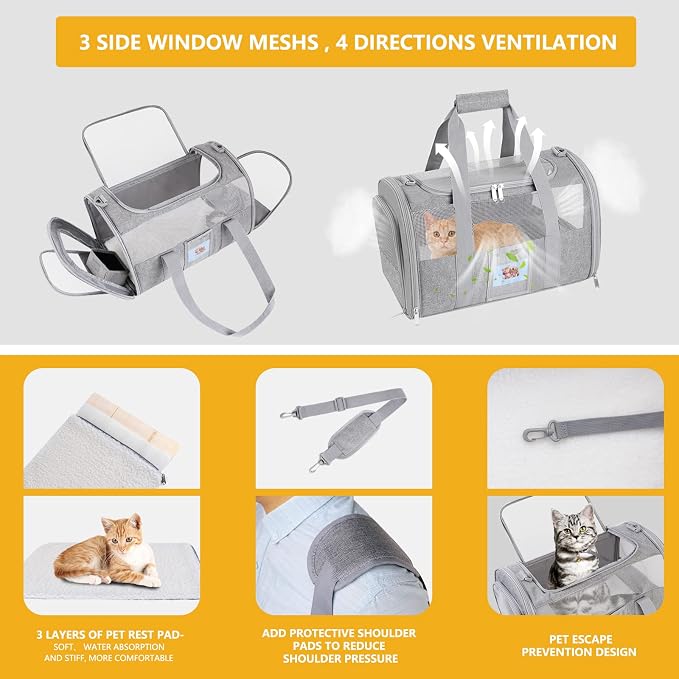 Cat Carrier Pet Dog Carrier Airline Approved - Image 3