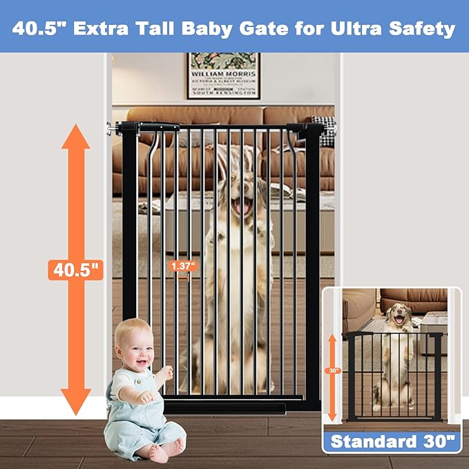 40.5" Extra Tall Baby Gate No Drill, 54.7"-60.2" Extra Wide Dog Pet Gate Indoor - Image 2