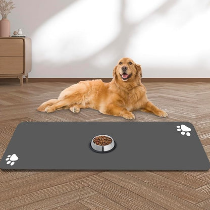 Large Pet Feeding Mat, 39.3" x 15.7" Absorbent Quick Dry Dog Mat by yuzshin