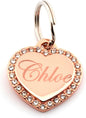 Custom Engraved Personalized Rose Gold-Plated Small Heart Rhinestones Pet by Yippo+Accessories