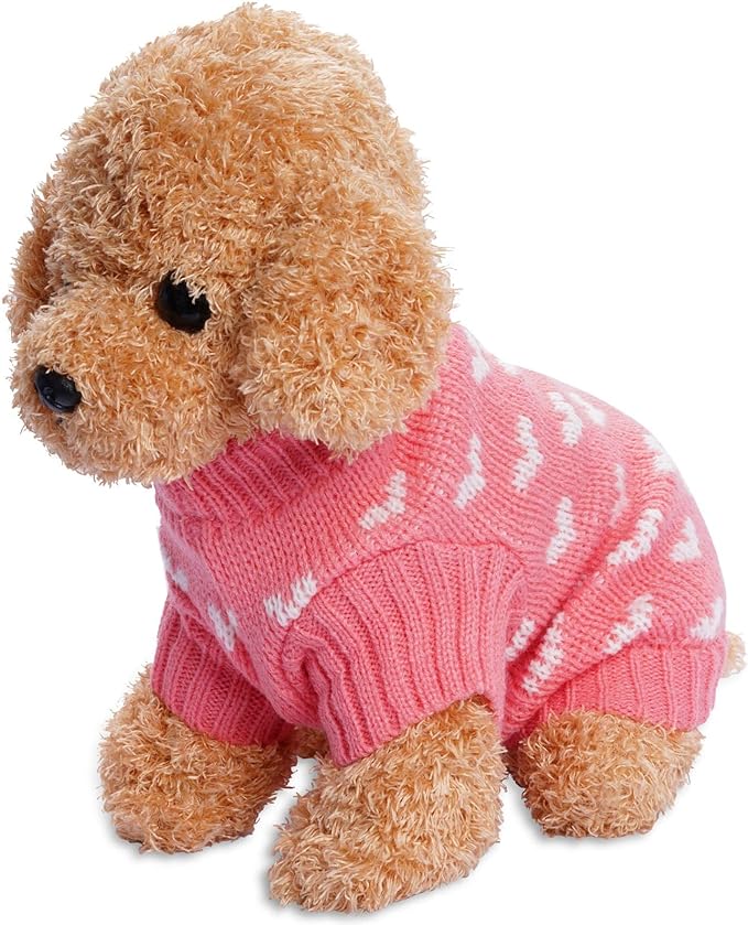 Dxhycc Dog Knitted Sweater Dog Heart Sweater Puppy Sweater Warm Soft Pet - Image 4