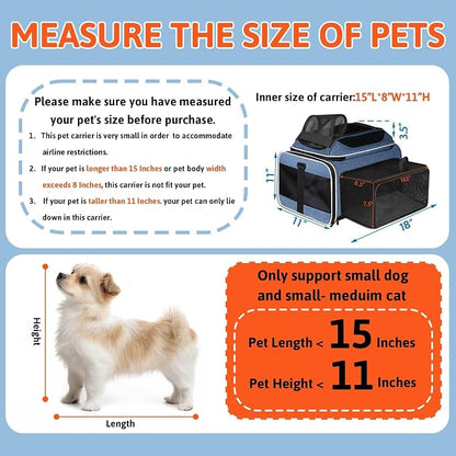 Petskd Top and Side Expandable Pet Carrier 18x11x11 Inches Delta United Airline - Image 3