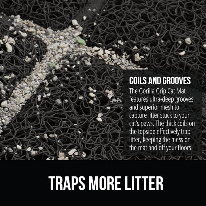 GORILLA GRIP Cat Litter Box Mat, 35x23 2 Pack, Water Resistant, US Designed - Image 3