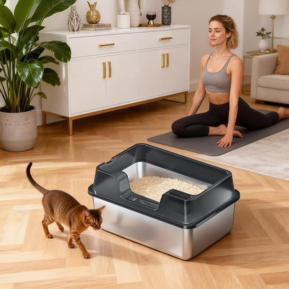 Stainless Steel Litter Box, XL Enclosed Cat Litter Boxes - Image 8