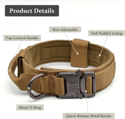 Tactical Dog Collar, Adjustable Military Training Nylon Dog Collar - Image 2