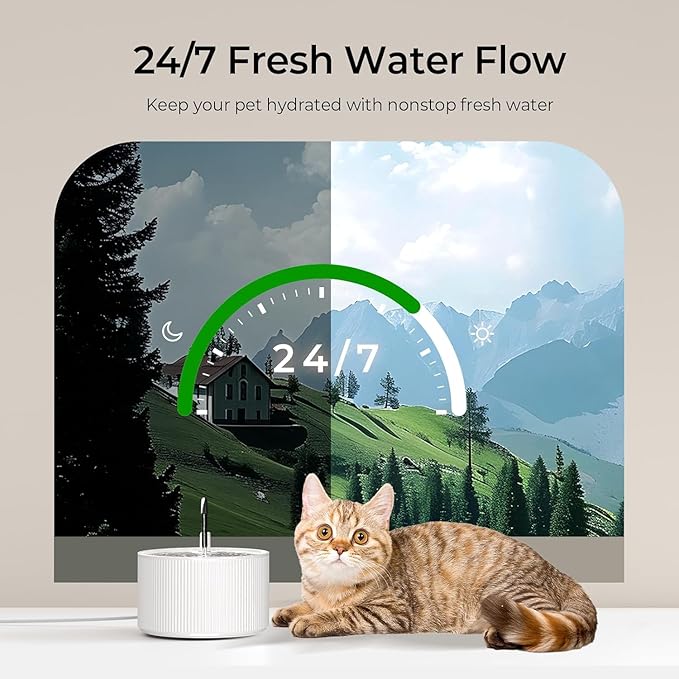 Voluas Ceramic Cat Water Fountain: 2.2L/74oz Cat Fountains - Image 4