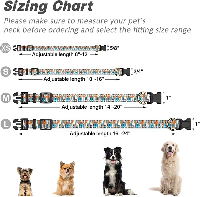 Reflective Dog Collar for Medium Dogs, Cute Boho Adjustable Heavy-Duty Nylon - Image 7