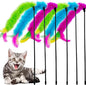 Cat Wand Feather Toys, 6 Pieces Interactive Cat Feathers Teaser Toy by CATENEED