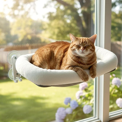 Cordless Cat Window Perch, Foldable Cat Window Hammock, 4 Strong Suction Cups by POMESEA