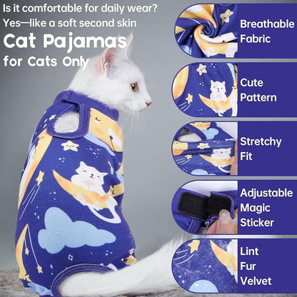 QBLEEV Cat Onesie for Cats After Surgery, Sticky Hair Cat Pajamas for Cats Only - Image 3