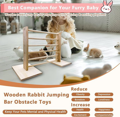 Hamiledyi Rabbit Jump Bar Rabbit Adjustable Hurdles Wooden Obstacle Exercise - Image 4