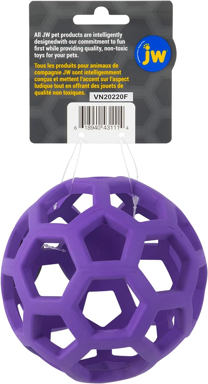 JW Pet Hol-ee Roller Dog Toy Puzzle Ball, Natural Rubber, Colors May Vary - Image 2
