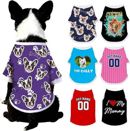 Custom Dog Shirt with Name Photo Text Logo Personalized Dog Pullover Shirts by Unknown