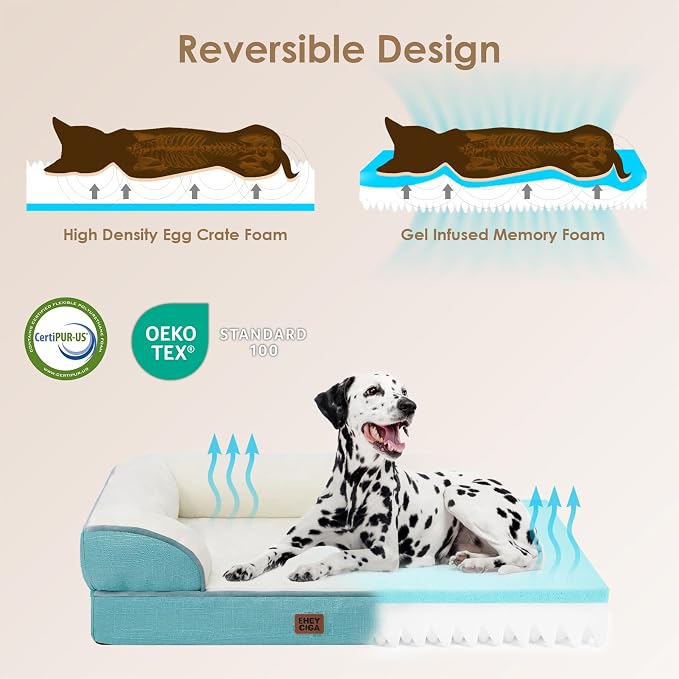EHEYCIGA Orthopedic Dog Bed for Large Dogs, Waterproof Memory Foam, Turquoise - Image 2