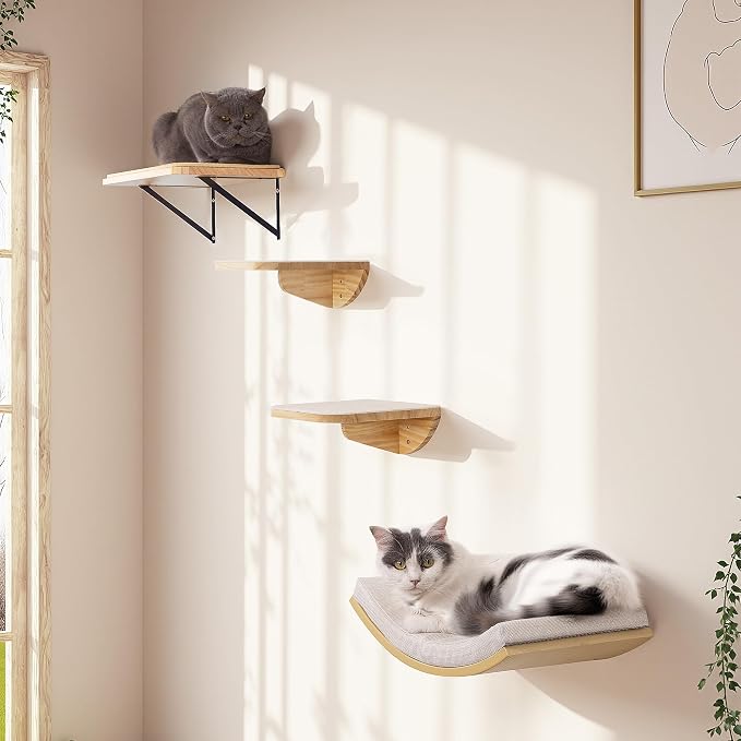 Wall Mounted Cat Steps 2 Pack – Square Wood Cats Shelves - Image 7