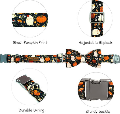 Halloween Dog Collar, Ghost Print Adjustable Pet Collar Fall Pumpkin Cute - Image 2