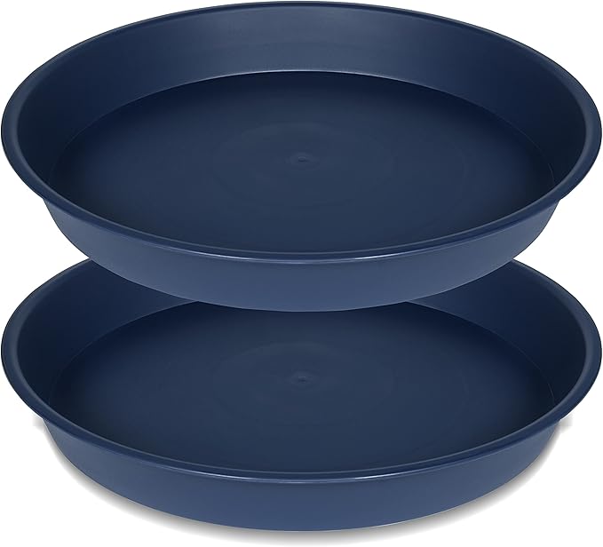 2 Pack of 14 inch Plant Saucers Bird Bath Bow Round, Plastic Plant Saucer Tray by Bleuhome