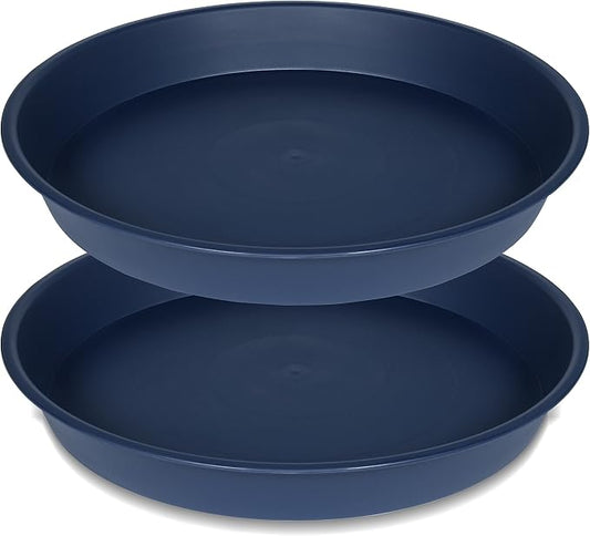 2 Pack of 8 inch Plant Saucer Clear, Heavy Duty Plastic Plant Water Tray 8 inch by Bleuhome