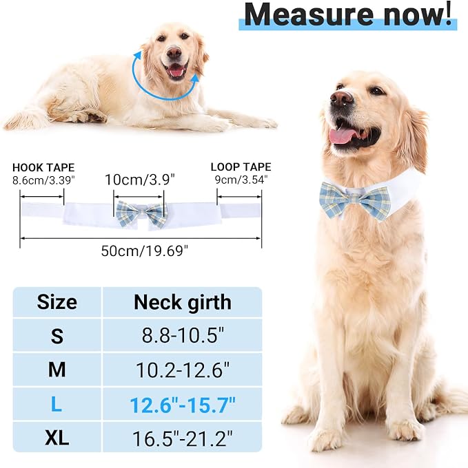 Segarty Dog Bow Tie, Adjustable Blue Plaid Bowtie Collar - Image 2