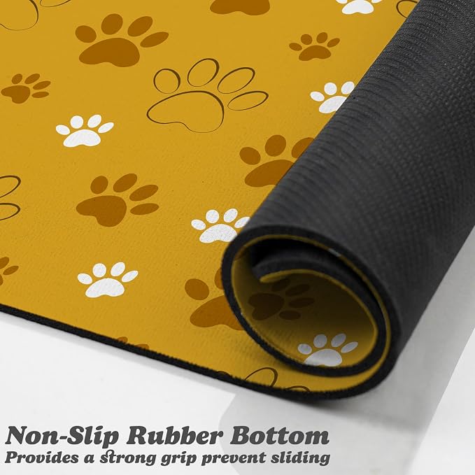 Dog Food Mat, Absorbent Water Bowl Mats Cat Pet Feeding Placemats Yellow 24 * - Image 3