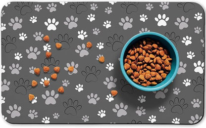 Dog Food Mat, Absorbent Water Bowl Mats Cat Pet Feeding Placemats Dark Gray 16 by Zoeeya