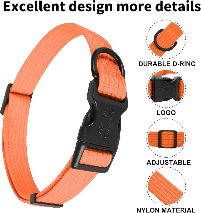 lynxking Dog Collar Soft Padded Breathable Cotton Solid Color Strong Adjustable - Image 2