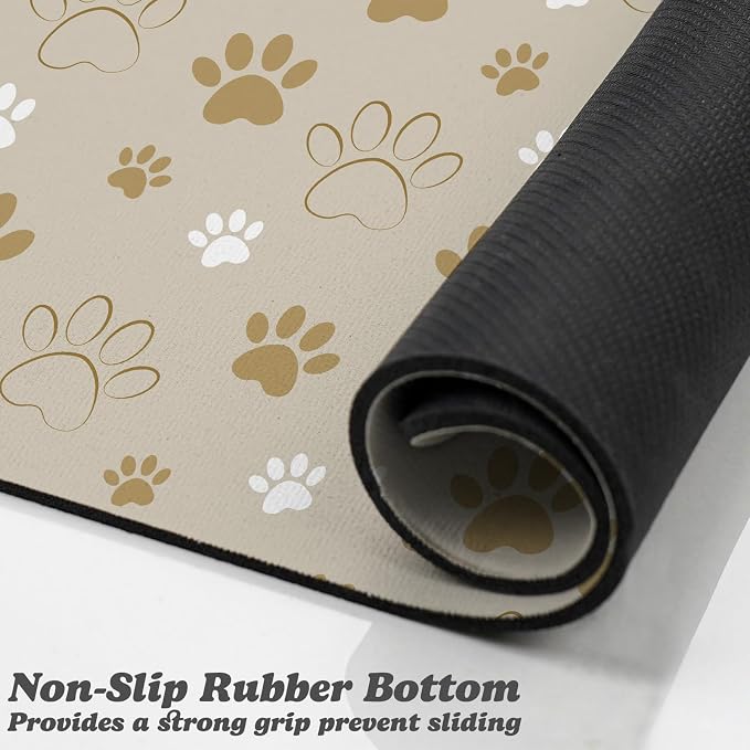 Dog Food Mat, Absorbent Water Bowl Mats Cat Pet Feeding Placemats Beige 17 * 30 - Image 3